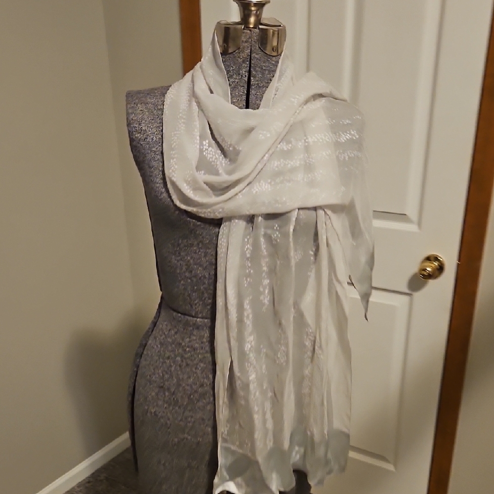 Calvin Klein Silver Dotted Scarf Or Wrap